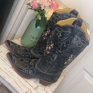 Corral Western Boots Vintage Collection Leather w/ Lizard Cutouts Sz 8M